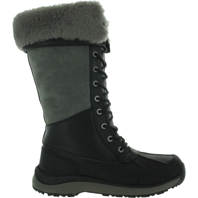 Ugg Adirondack Tall Iii Womens Leather Fur Mid-calf Boots In Black