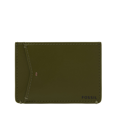 Shop Fossil Men's Joshua Cactus Leather Card Case In Green