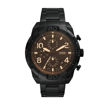 Shop Fossil Men's Bronson Chronograph, Black-tone Stainless Steel Watch