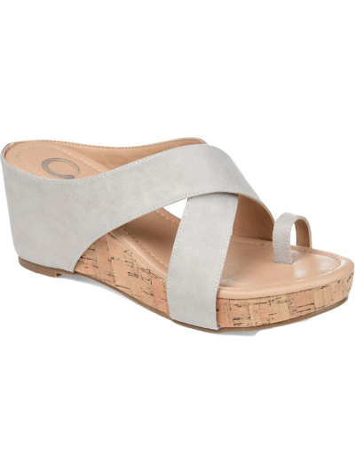 Shop Journee Collection Rayna Womens Faux Leather Slip On Wedge Sandals In White