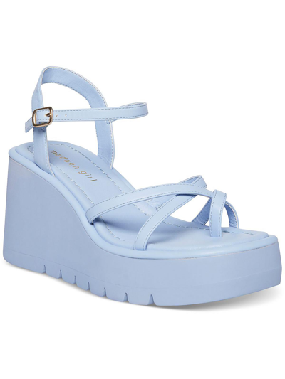 Shop Madden Girl Vaultt Womens Fauxn Faux Leather Platform Sandals In Blue