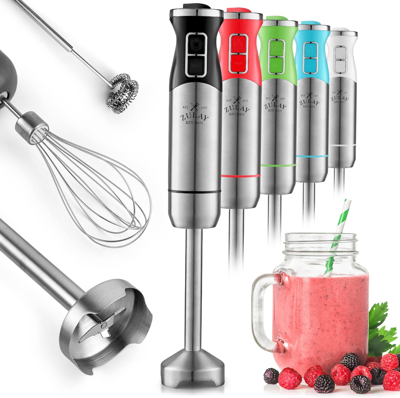 Immersion blender with whisk attachment. Stainless steel wand or stick hand  blender. Kitchen gadget for healthy lifestyle. Puree appliance tool Stock  Photo - Alamy