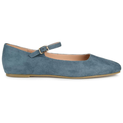 Shop Journee Collection Carrie Womens Faux Suede Slip On Ballet Flats In Blue