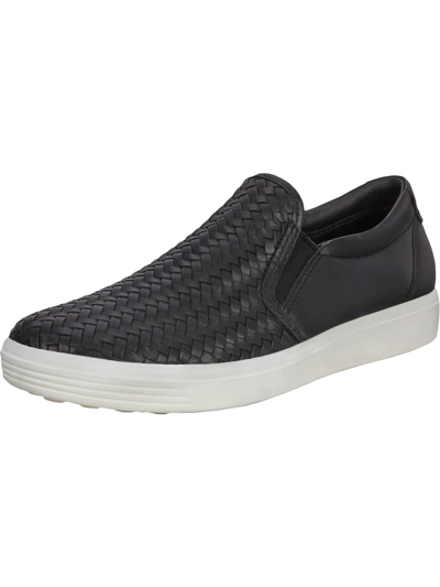 Shop Ecco Soft 7 Womens Leather Low Top Slip-on Sneakers In Black