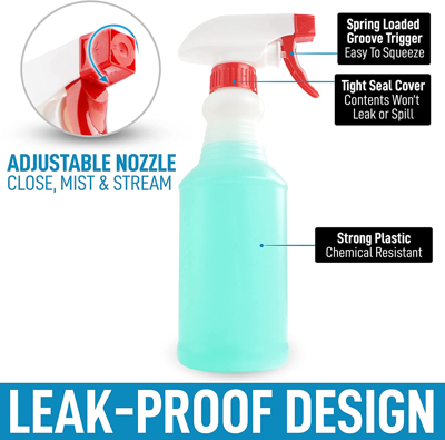Zulay Kitchen Heavy Duty Cleaning Spray Bottles For Cleaning Solutions - 4 Pack, 16oz In White