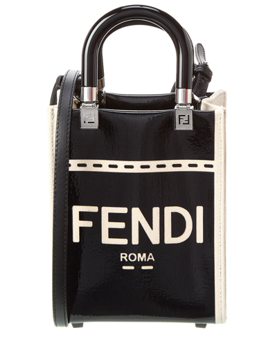 Shop Fendi Sunshine Mini Patent Tote In Black