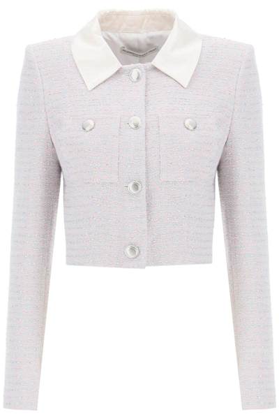 Shop Alessandra Rich Cropped Jacket In Tweed Boucle' In Multicolor