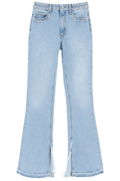 Shop Alessandra Rich Flared Jeans With Studs In Blue