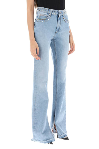 Shop Alessandra Rich Flared Jeans With Studs In Blue