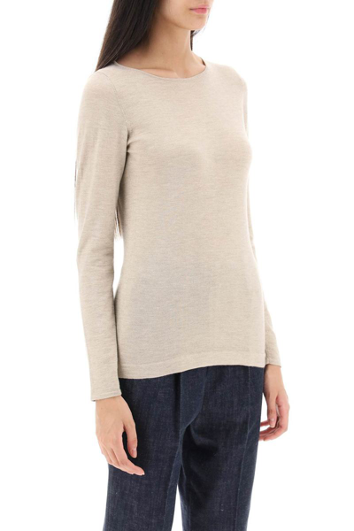 Brunello Cucinelli Cashmere Blend Boat Neck Sweater In Beige