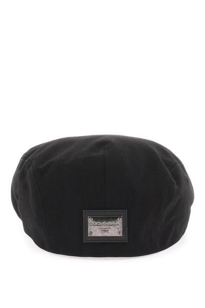 Shop Dolce & Gabbana Logo Plaque Flat Cap In Black