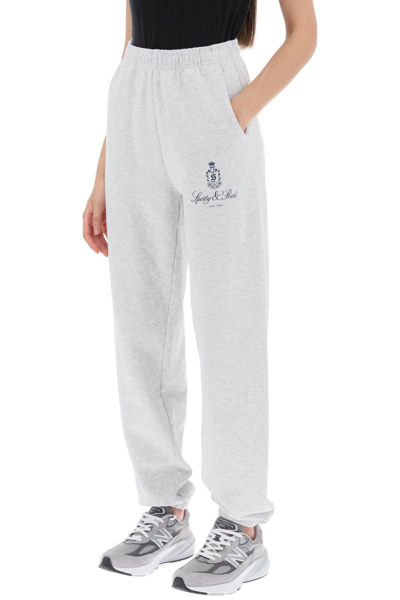Shop Sporty And Rich Sporty Rich Jogger Pants With Printed Logo In Grey