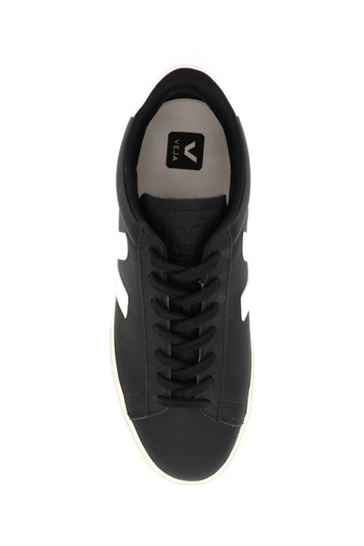 Shop Veja Campo Chromefree Leather Sneakers In Black