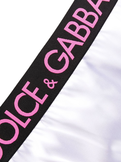 Shop Dolce & Gabbana Logo-waistband Satin Briefs In White