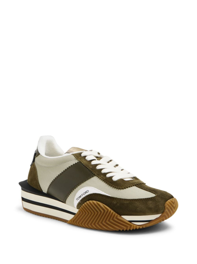 Shop Tom Ford James Lace-up Suede Sneakers In Neutrals