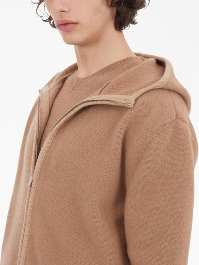 Shop Ferragamo Hooded Cashmere Jacket In Neutrals