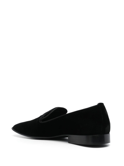 Shop Roberto Cavalli Embroidered Suede Loafers In Black