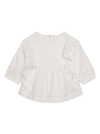 Chloé Ruffled-trim Organic Cotton Blouse In White
