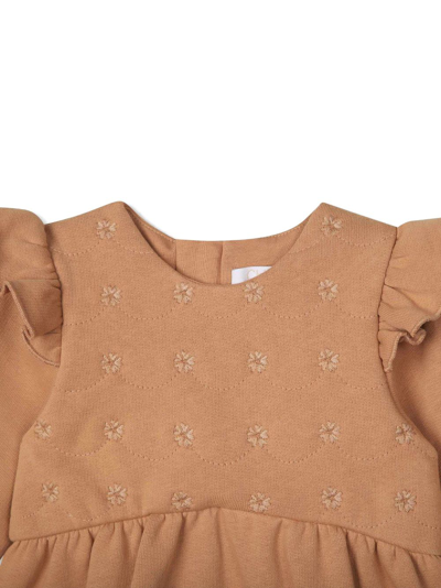 Shop Chloé Ruffled-detail Long-sleeved Dress In Brown