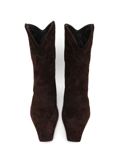 Shop Khaite Dallas Leather Ankle Boots In Brown