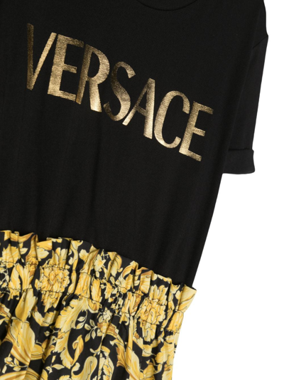 Shop Versace Barocco Kids-print T-shirt Dress In Black