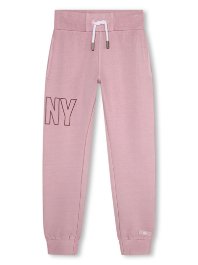 Shop Dkny Logo-print Cotton Track Trousers In Pink