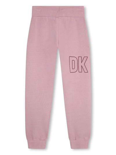 Shop Dkny Logo-print Cotton Track Trousers In Pink