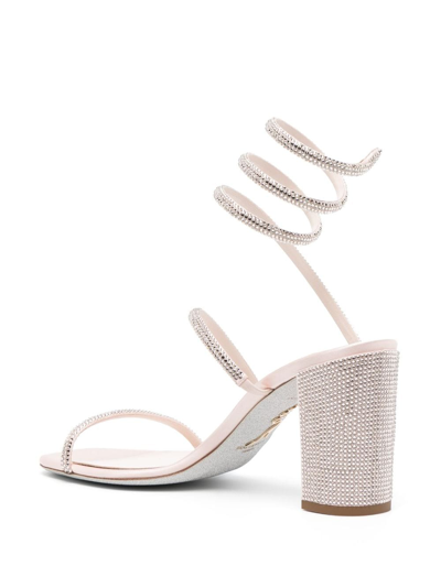 Shop René Caovilla Cleo 93mm Crystal-embelished Sandals In Pink