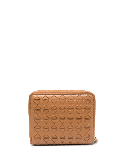 Shop Serapian Mosaico-weaving Leather Wallet In Brown