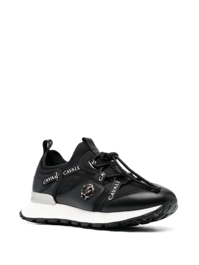 Shop Roberto Cavalli Logo-print Drawstring Sneakers In Black