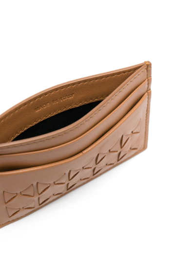 Shop Serapian Mosaico-weaving Leather Cardholder In Brown