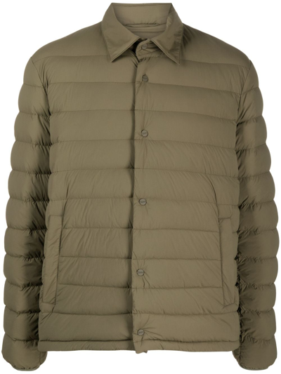 Shop Herno Padded Button-up Jacket In Green