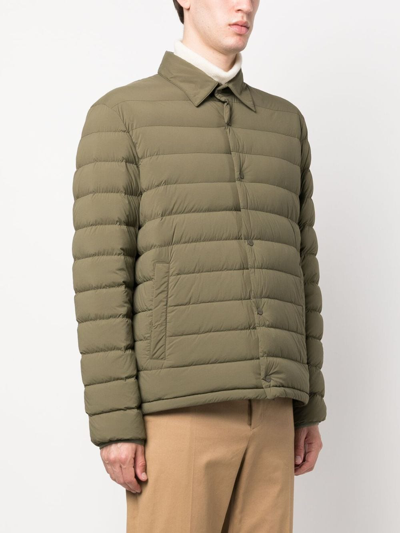 Shop Herno Padded Button-up Jacket In Green