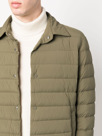 Shop Herno Padded Button-up Jacket In Green