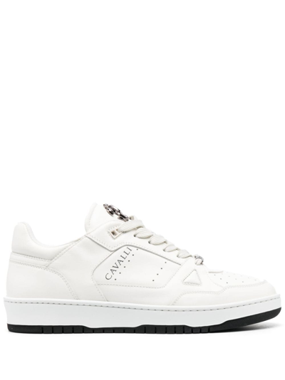 Shop Roberto Cavalli Lace-up Low-top Sneakers In White