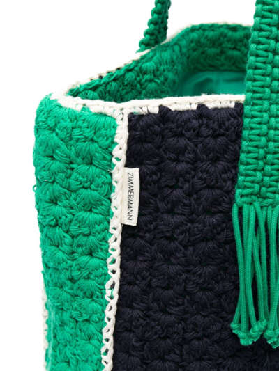 Shop Zimmermann Crochet-knit Shopper Tote Bag In Blue