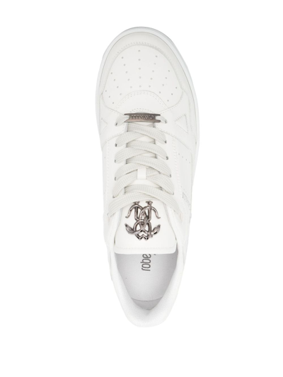 Shop Roberto Cavalli Lace-up Low-top Sneakers In White