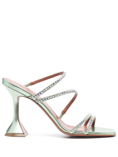 Shop Amina Muaddi Naima Crystal-embellished 105mm Sandals In Green