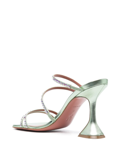 Shop Amina Muaddi Naima Crystal-embellished 105mm Sandals In Green