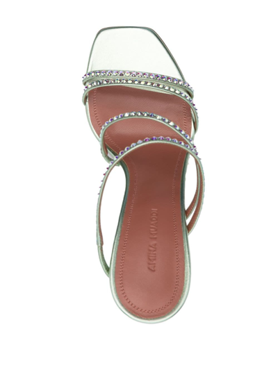 Shop Amina Muaddi Naima Crystal-embellished 105mm Sandals In Green