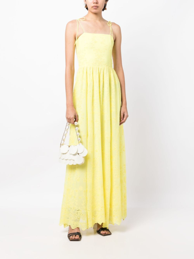 Shop Alice And Olivia Juniper Tie-straps Maxi Dress In Yellow