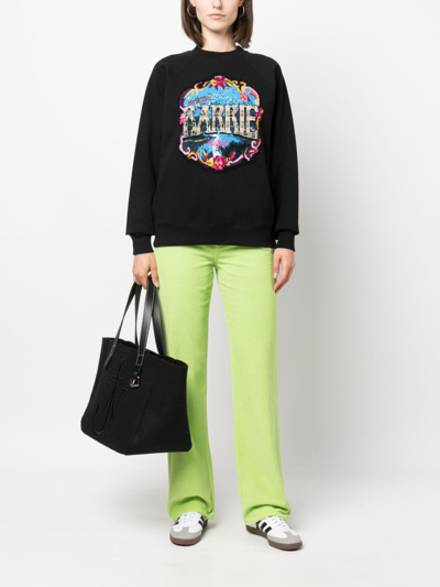 Barrie Patterned-intarsia Cotton Sweatshirt In Black