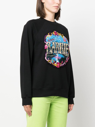 Shop Barrie Patterned-intarsia Cotton Sweatshirt In Black