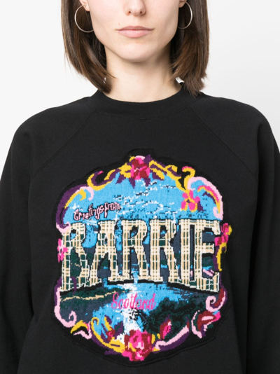 Shop Barrie Patterned-intarsia Cotton Sweatshirt In Black