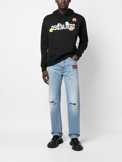 Shop Dsquared2 Logo-print Bootcut Jeans In Blue