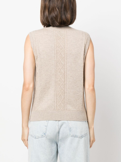 Shop Barrie Patterned-intarsia Cashmere Tank Top In Neutrals