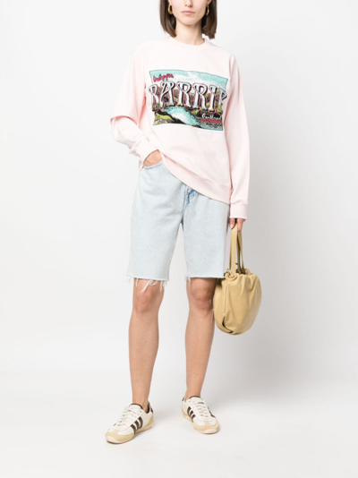 Shop Barrie Graphic-print Cotton Sweatshirt In Pink