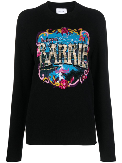 Shop Barrie Patterned-intarsia Sweatshirt In Black