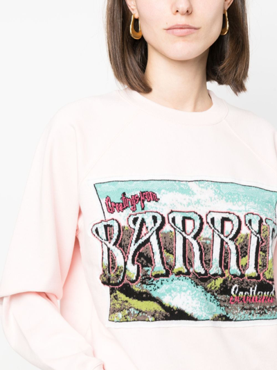 Shop Barrie Graphic-print Cotton Sweatshirt In Pink