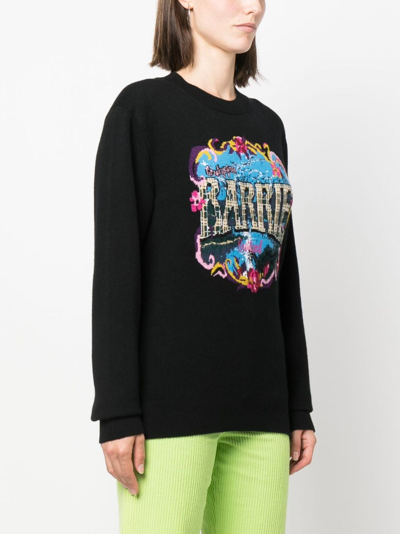 Shop Barrie Patterned-intarsia Sweatshirt In Black